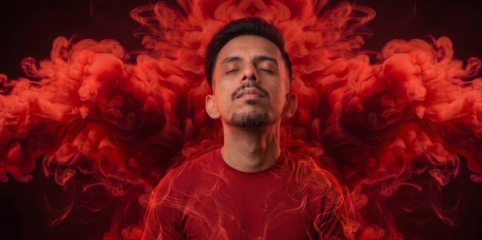 Sartaj Ahmed - Red Smoke Portrait